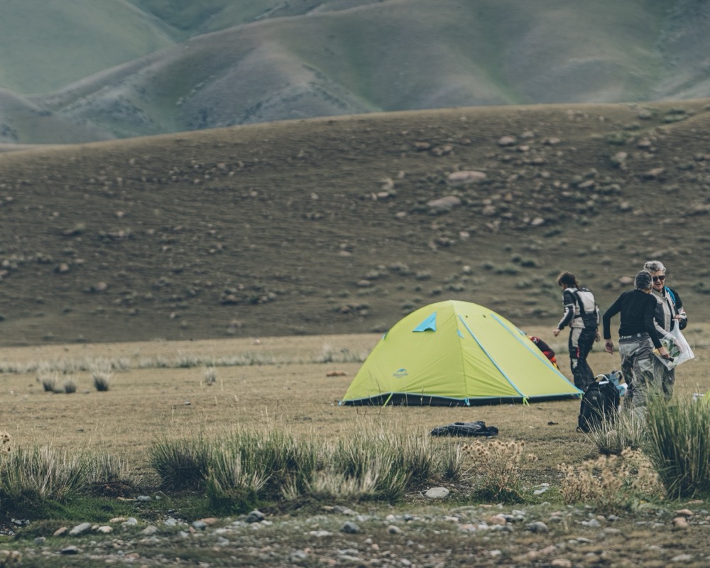 MotoBirds motorcycle expedition camp and support in Kyrgyzstan